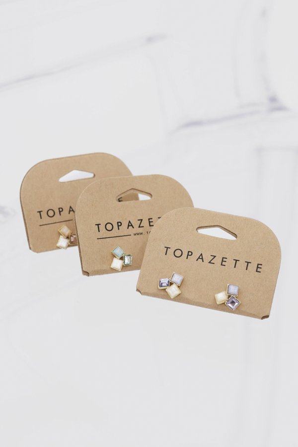 *IMPORTED FROM JAPAN* TRIO GEMS EARRINGS 