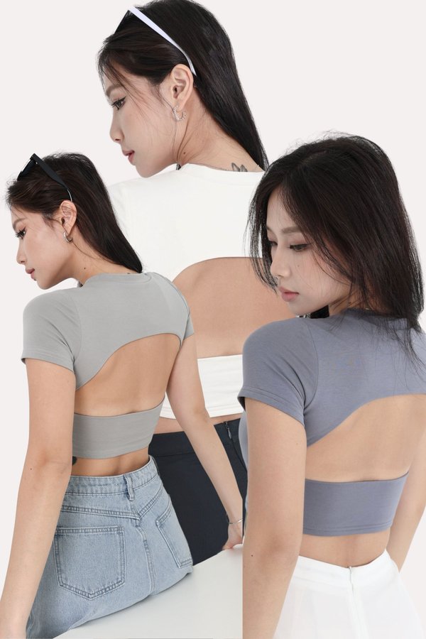 *TPZ* PAPARAZZI OPEN BACK TOP *BUNDLE OF 3 (EMBER TAUPE, WHITE, DAWN BLUE)* 