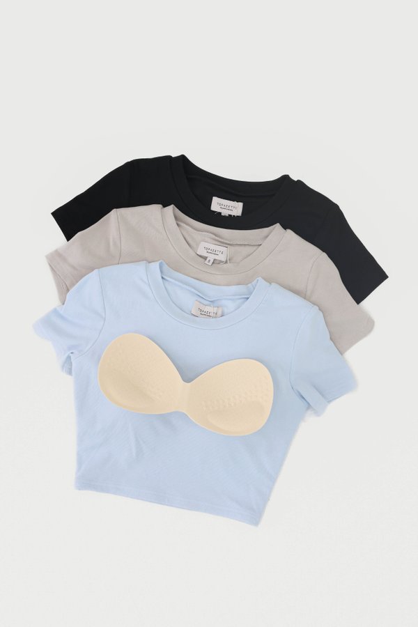 *TPZ* PERFECT ROUND NECK TOP (CROPPED) *BUNDLE OF 3 - BABY BLUE, REPOSE GREY, BLACK*