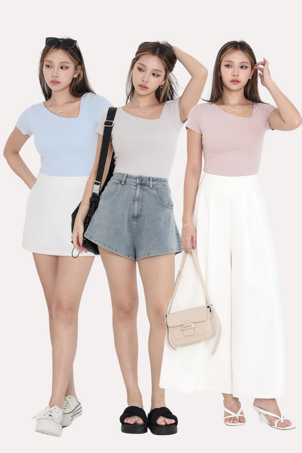 *TPZ* PERFECT CUT BASIC TOP (REGULAR) *BUNDLE OF 3 - LIGHT TAUPE, BABY BLUE, DUSTY PINK*