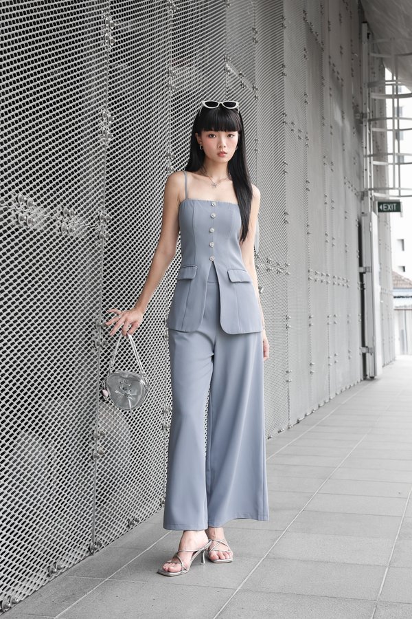 *TPZ* CEO HIGH WAISTED PANTS (PETITE) IN FROZEN BLUE