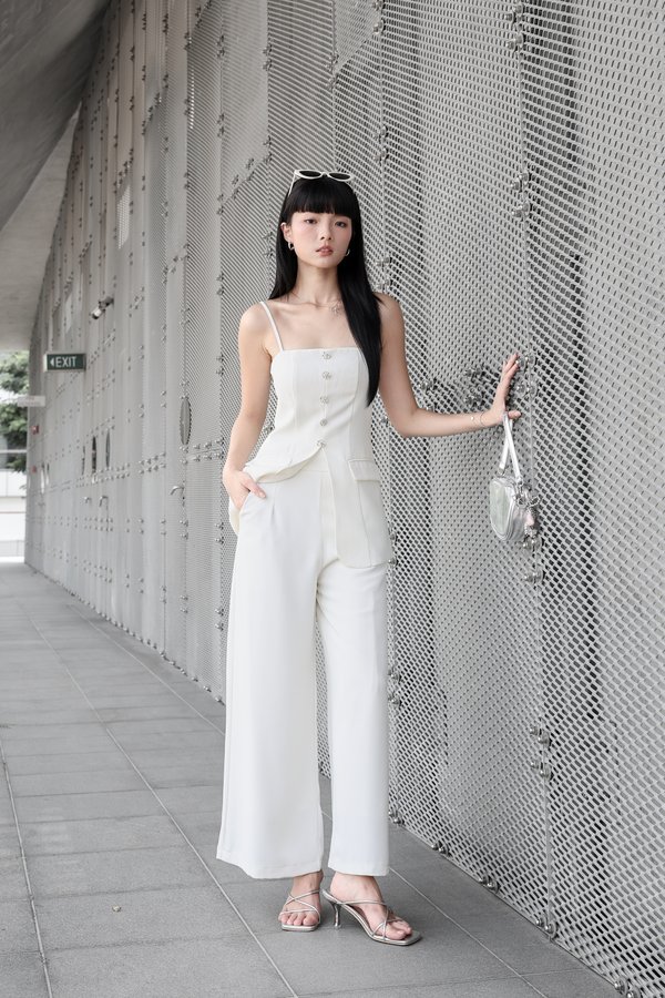 *TPZ* CEO HIGH WAISTED PANTS (PETITE) IN WHITE