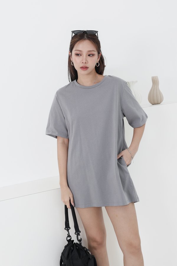 *TPZ* REVERIE TEE DRESS IN SPACE GREY (PETITE EDITION) *WITH DETACHABLE SHORTS*
