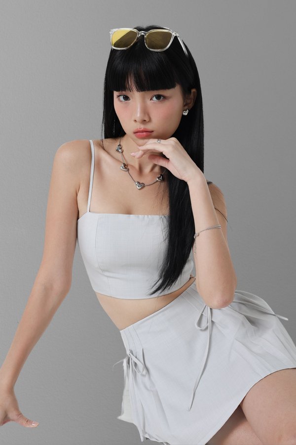 *TPZ* JENNIE PADDED CROP TOP IN SILVER GREY
