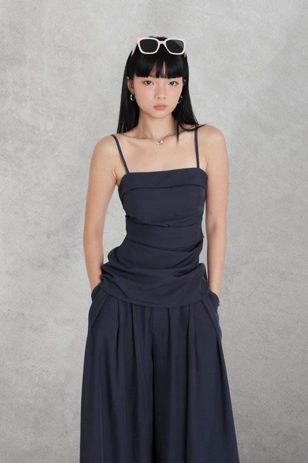 *TPZ* VALORA PLEATED PADDED TOP 2.0 IN GUNMETAL BLUE