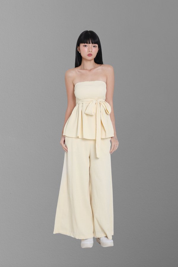 *TPZ* JISOO TEXTURED PANTS IN PALE YELLOW 
