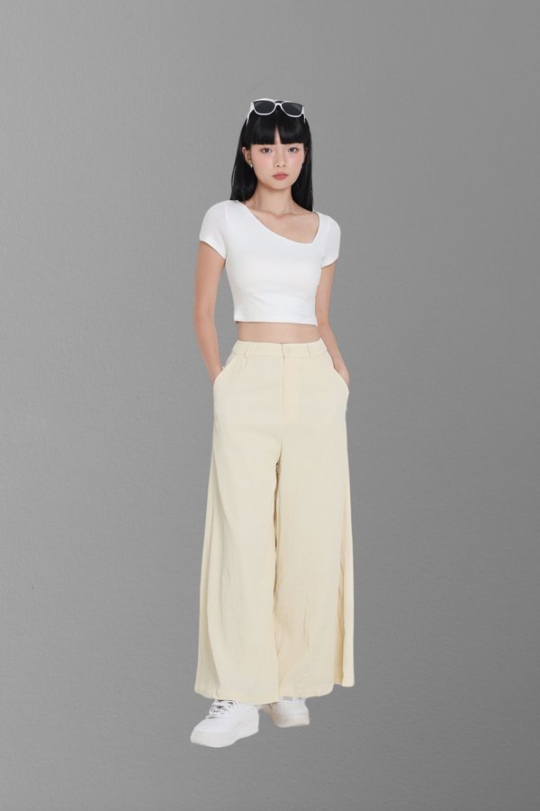 *TPZ* JISOO TEXTURED PANTS IN PALE YELLOW 