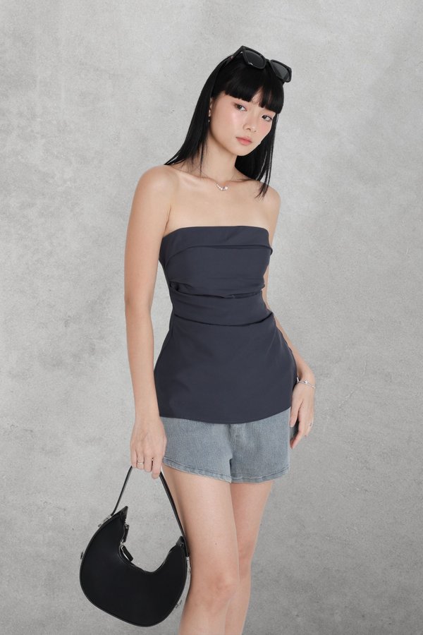 *TPZ* VALORA PLEATED PADDED TOP 2.0 IN GUNMETAL BLUE
