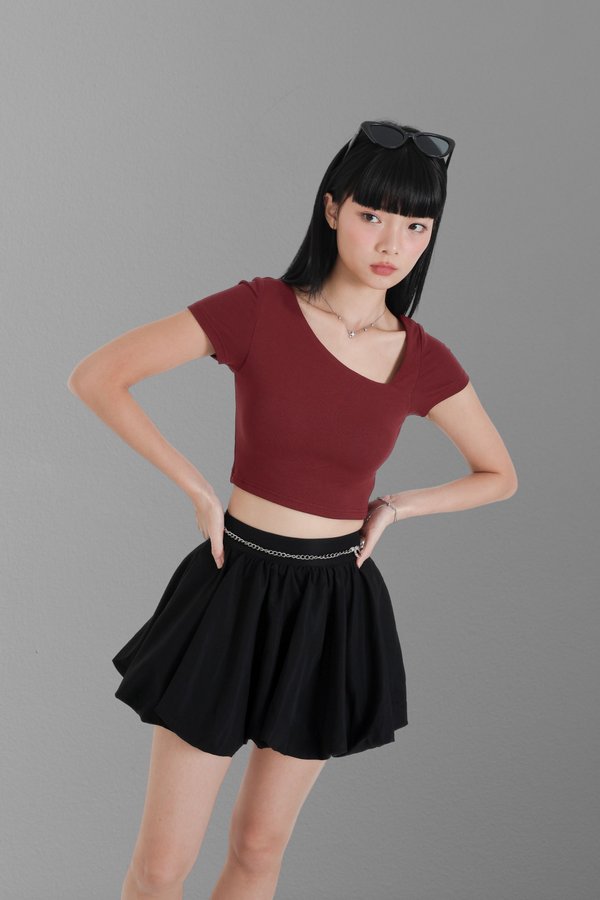 *TPZ* PERFECT CUT BASIC TOP 2.0 (CROPPED) IN BURGUNDY