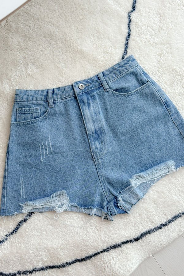 (PRE-ORDER) *TPZ* THE DENIM RIPPED SHORTS 2.0 IN MID WASH 