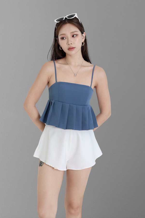 *TPZ* BABY DIORA BABYDOLL PLEATED TOP IN AIR FORCE BLUE