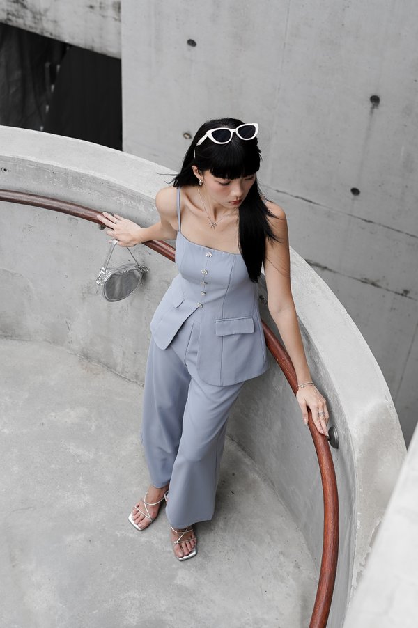 *TPZ* CEO HIGH WAISTED PANTS (PETITE) IN FROZEN BLUE