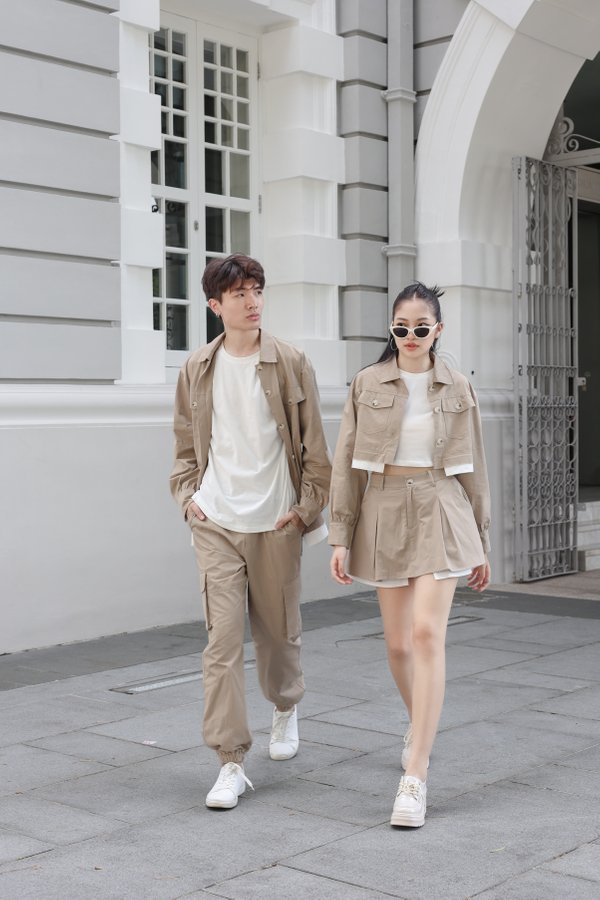 *TPZ* PARALLEL UNISEX CARGO SHIRT/ JACKET IN KHAKI BROWN