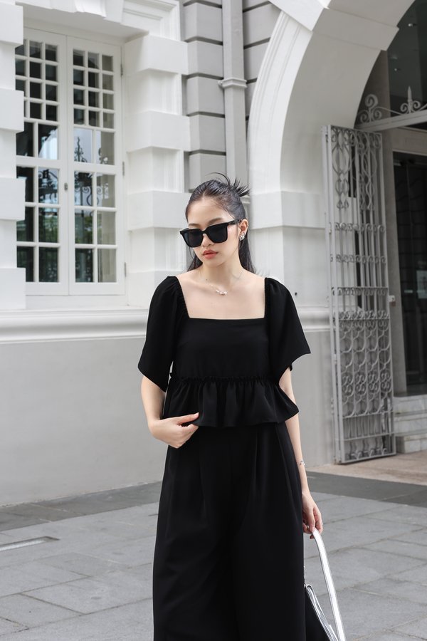 *TPZ* ZAYRA BABYDOLL FLUTTER SLEEVES TOP IN BLACK