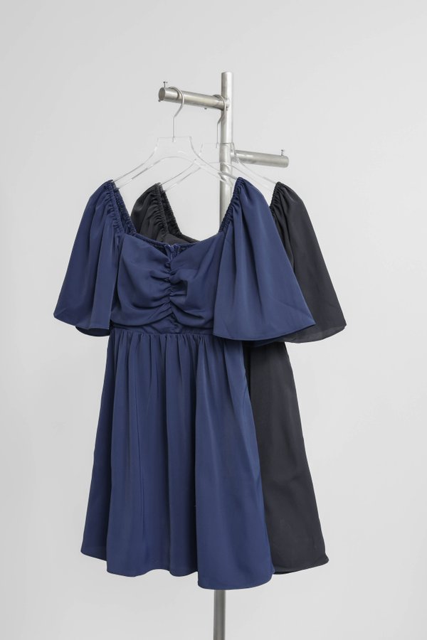 *TPZ* MINI DIARA FLUTTER SLEEVES DRESS IN NAVY