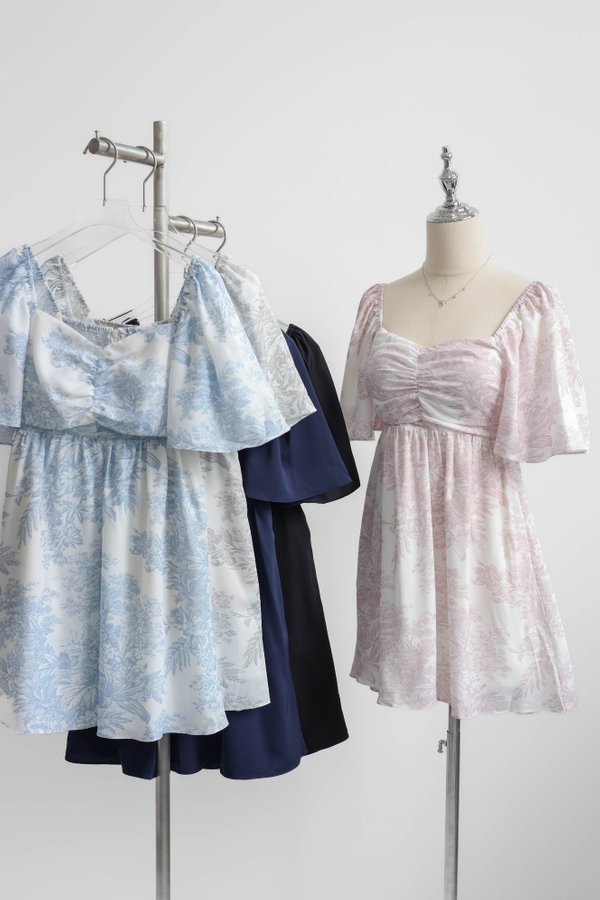 (PRE-ORDER) *TPZ* MINI DIARA FLUTTER SLEEVES DRESS IN BABY BLUE TOILE 