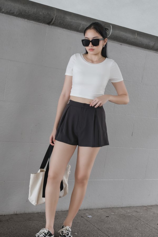 *TPZ* HANEUL HIGH WAISTED SHORTS 2.0 IN GUNMETAL OAK