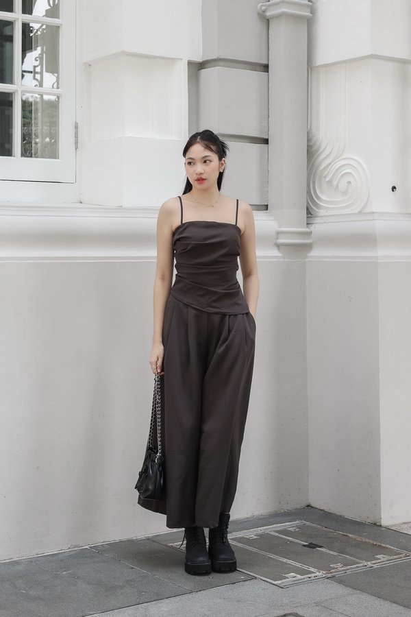 *TPZ* DOVELORA HIGH WAISTED PANTS (PETITE) IN GUNMETAL OAK