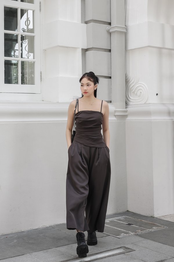 *TPZ* DOVELORA HIGH WAISTED PANTS (PETITE) IN GUNMETAL OAK