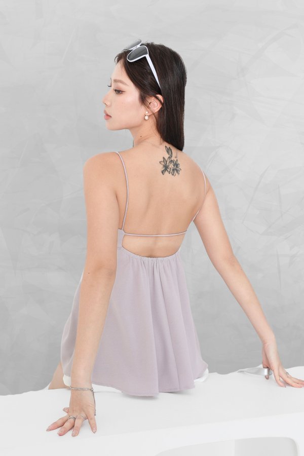 *TPZ* STELLA OPEN BACK PADDED TOP IN SOFT PURPLE