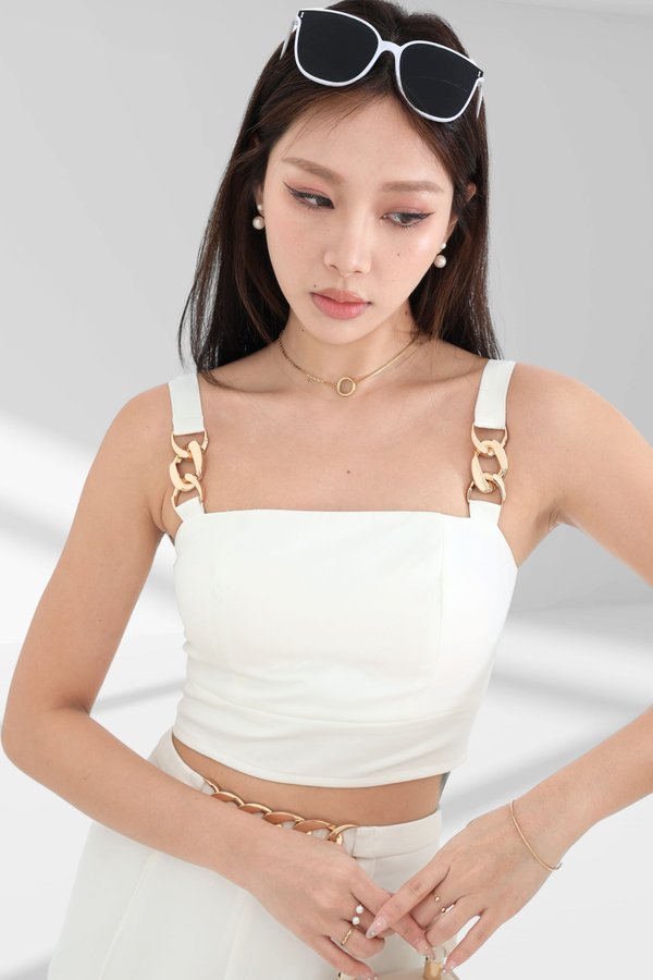 *TPZ* RUNWAY PADDED TOP IN WHITE WITH CHAMPAGNE GOLD HARDWARE