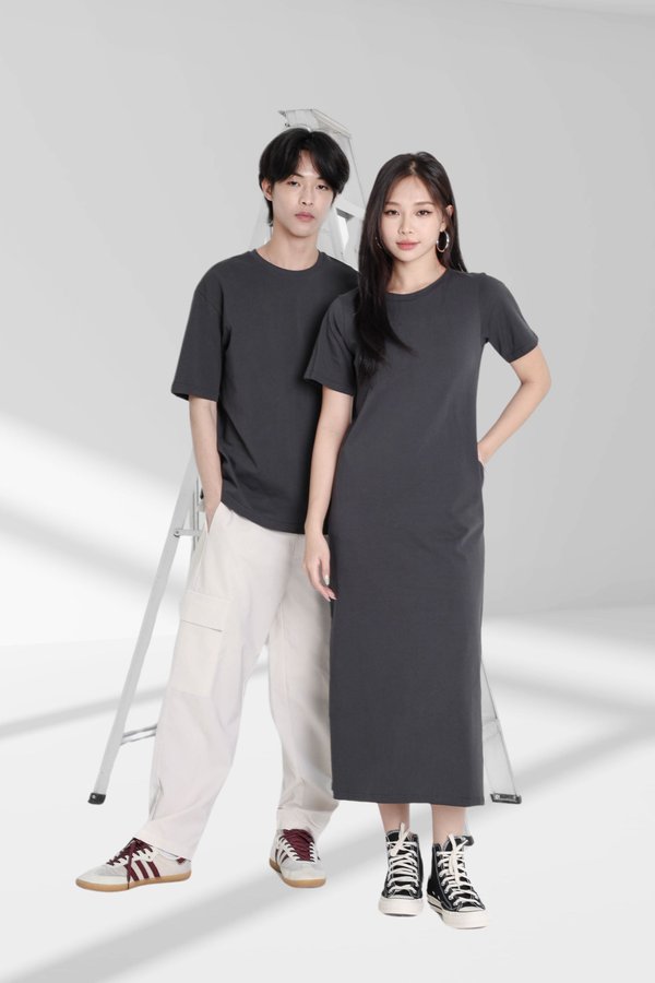 *TPZ* REVERIE TEE MAXI DRESS IN GUNMETAL GREY