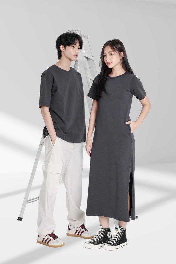 *TPZ* REVERIE TEE MAXI DRESS IN GUNMETAL GREY