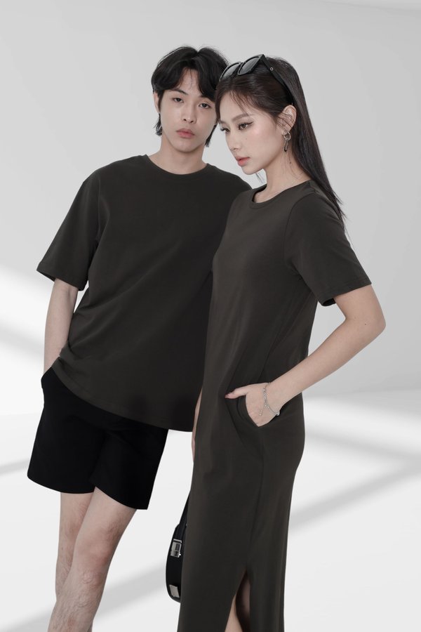 *TPZ* REVERIE TEE MAXI DRESS IN CHARCOAL