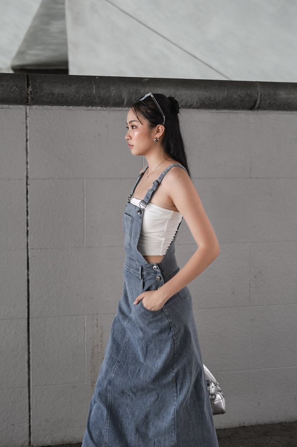 *TPZ* BEYOND DENIM DUNGAREE MAXI IN LIGHT WASH 