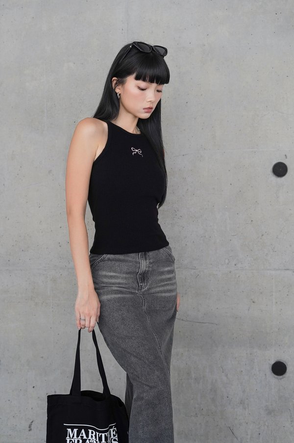 *TPZ* SOLO DENIM SKIRT IN BLACK GREY WASH