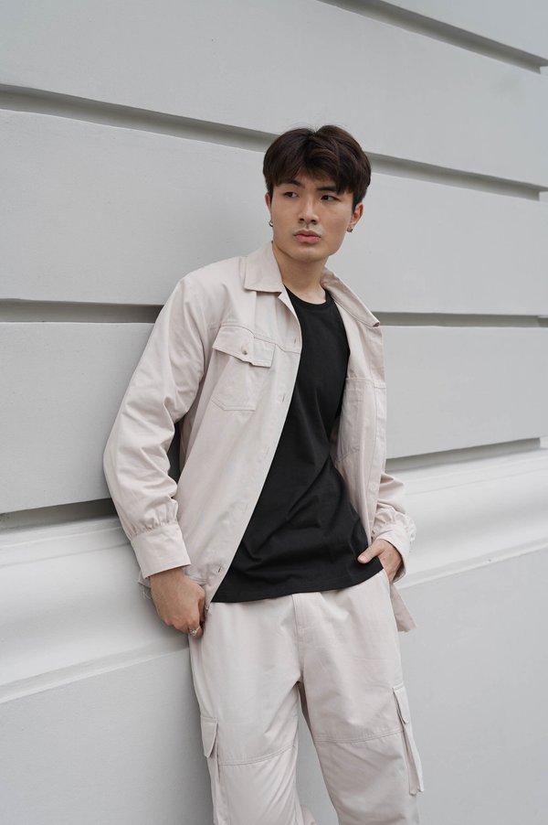 *TPZ* PARALLEL UNISEX CARGO SHIRT/ JACKET IN TAUPE BEIGE