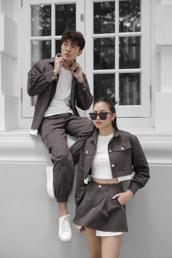 *TPZ* PARALLEL CARGO PANTS IN GUNMETAL OAK