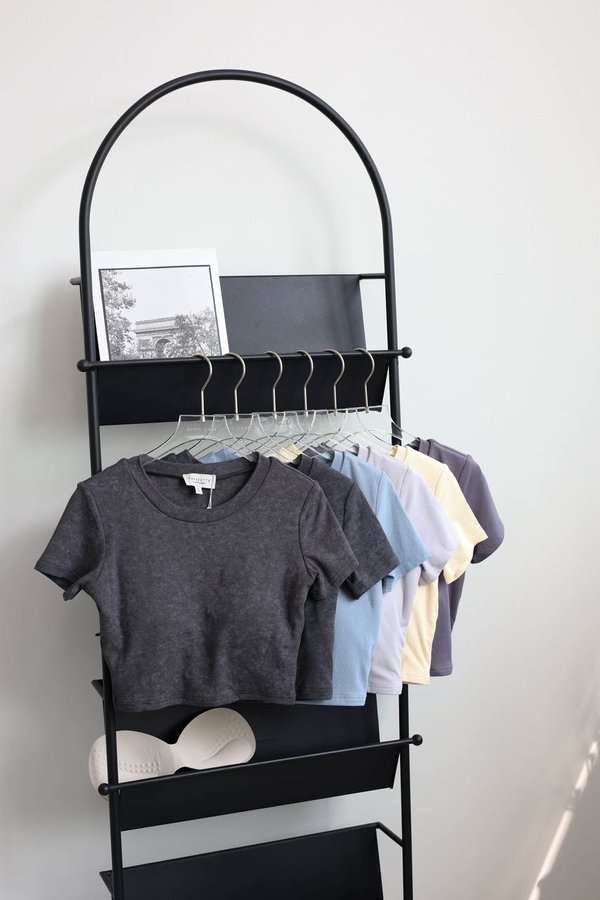 *TPZ* PERFECT ROUND NECK TOP (CROPPED) IN GREY BLUE ACID