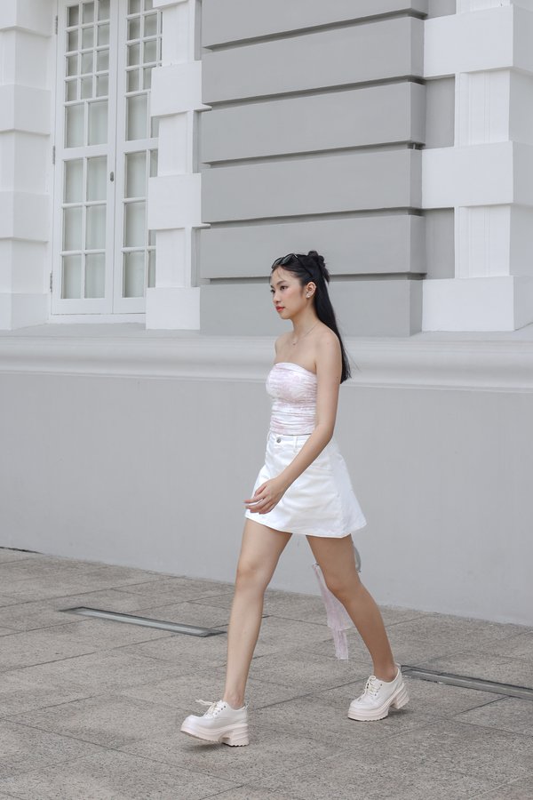 *TPZ* CHILL AND THRILL DENIM SKORTS 2.0 IN WHITE