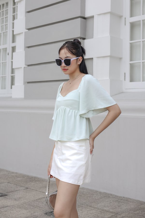 *TPZ* MELODY FLUTTER SLEEVES TOP IN LIGHT MINT