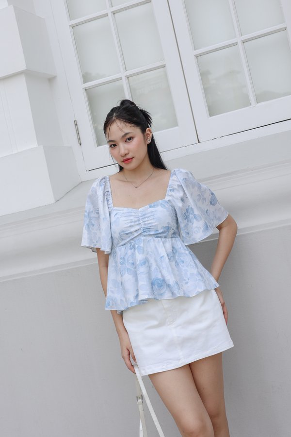 *TPZ* DYNASTY BABYDOLL PADDED TOP 3.0 IN BLUE FLEUR