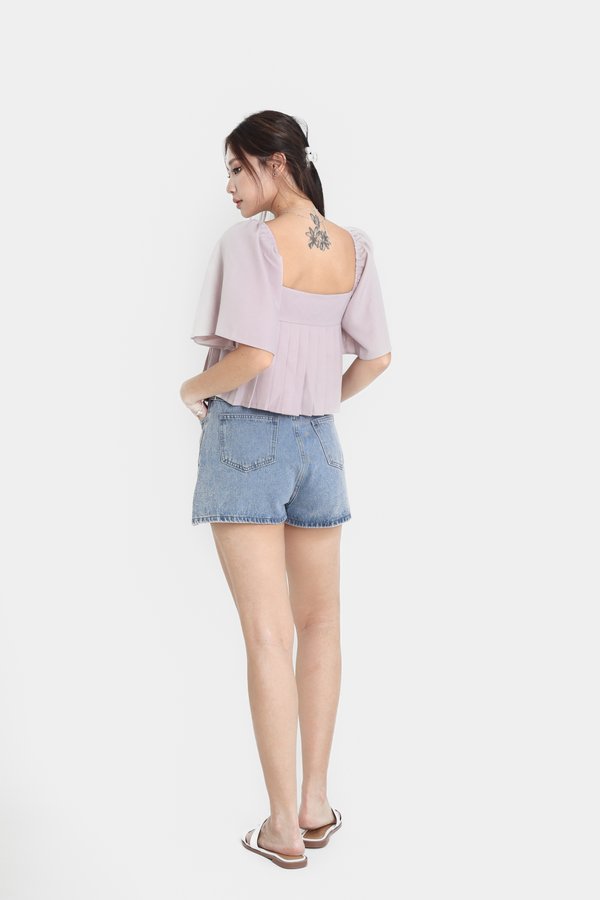 *TPZ* HAUS PLEATED FLUTTER TOP IN DUSTY PINK