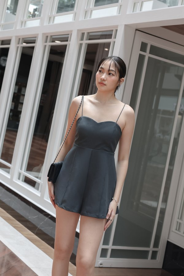 *TPZ* ALLEA PANEL ROMPER IN GUNMETAL GREEN 