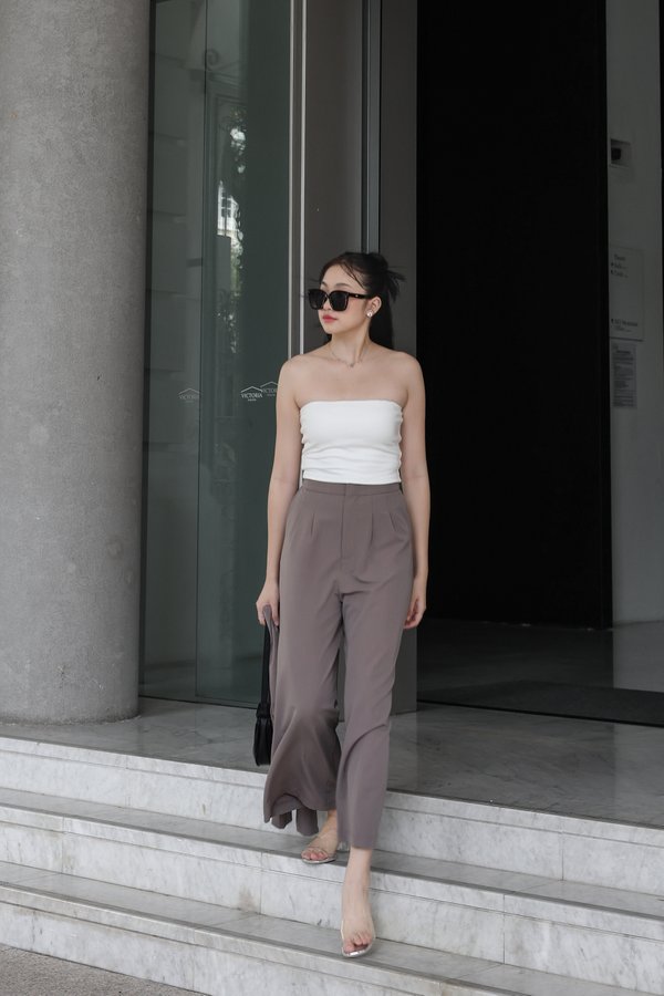 *TPZ* INTUITION HIGH WAISTED PANTS (PETITE) IN MOCHA TAUPE