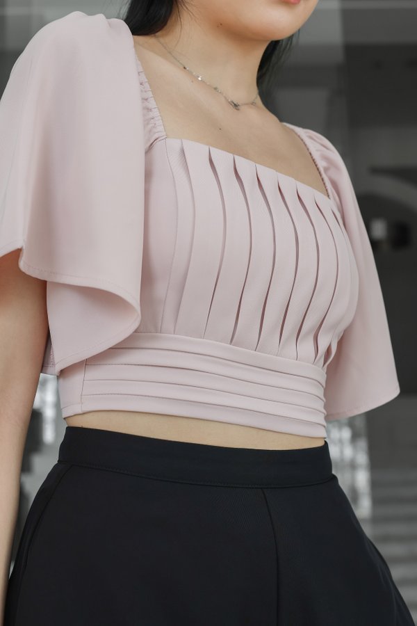 *TPZ* AURA FLUTTER SLEEVES TOP IN SOFT PINK