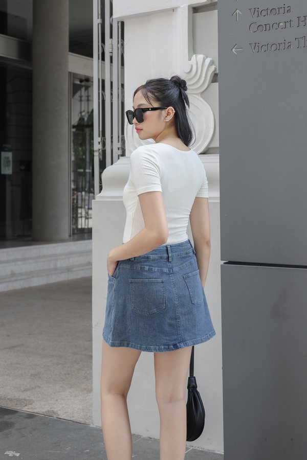 *TPZ* CHILL AND THRILL DENIM SKORTS 2.0 IN DARK WASH