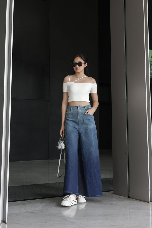 *TPZ* ELEVATED FLARE WIDE-LEG DENIM JEANS (REGULAR) IN OMBRE