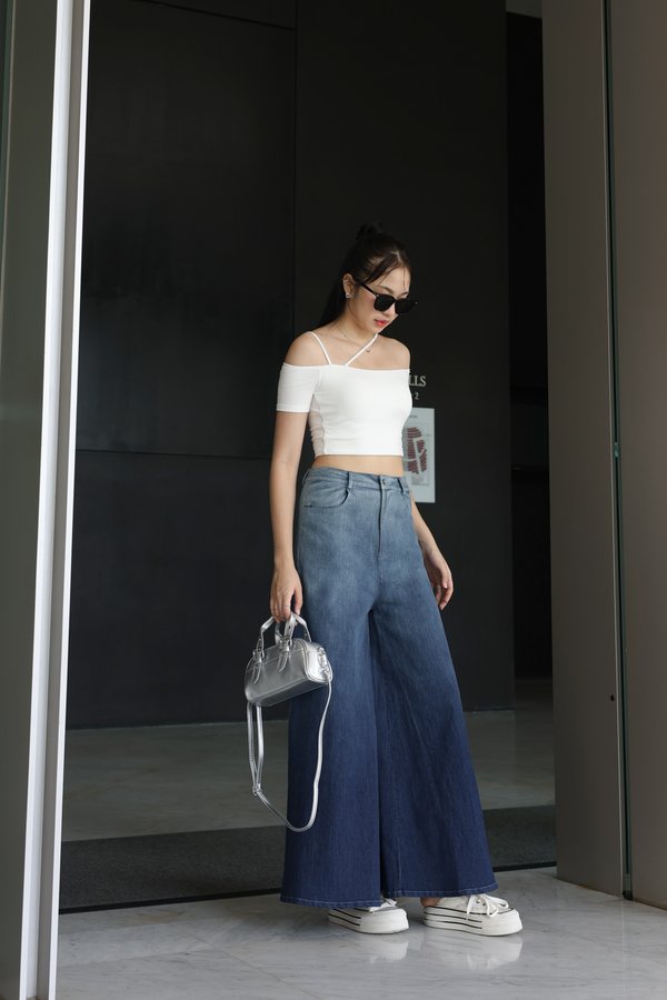 *TPZ* ELEVATED FLARE WIDE-LEG DENIM JEANS (REGULAR) IN OMBRE