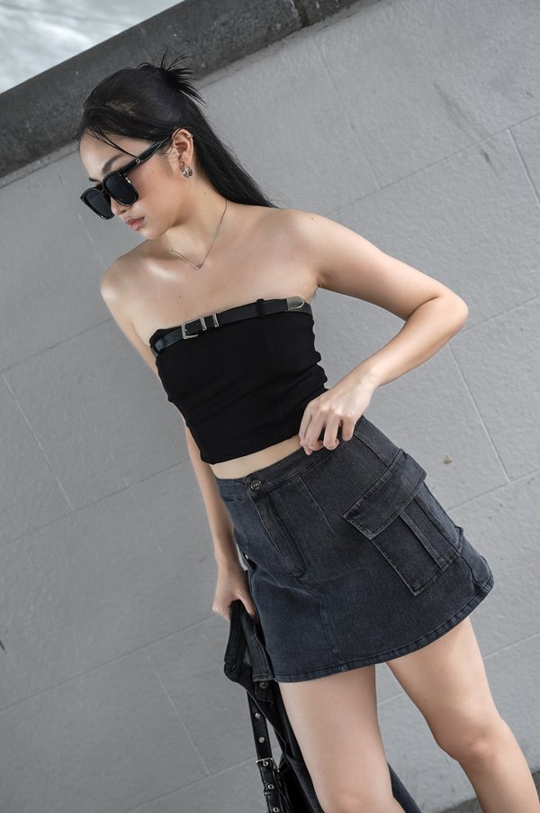 *TPZ* URBAN CARGO DENIM SKORTS 2.0 IN BLACK WASH 