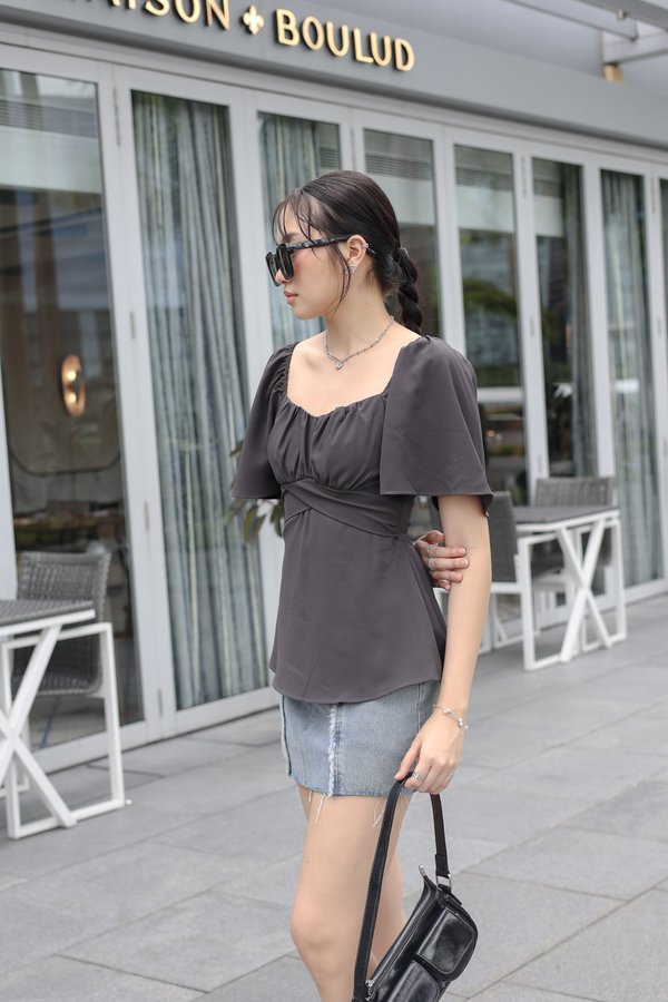 *TPZ* EMPIRE FLUTTER TOP IN GUNMETAL