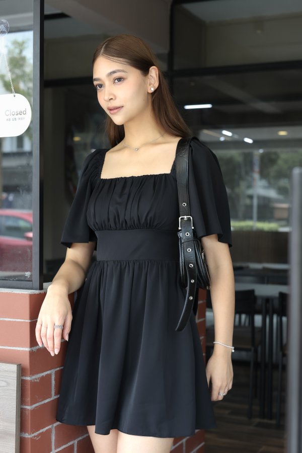 *TPZ* ZOIE FLUTTER SLEEVES DRESS IN BLACK