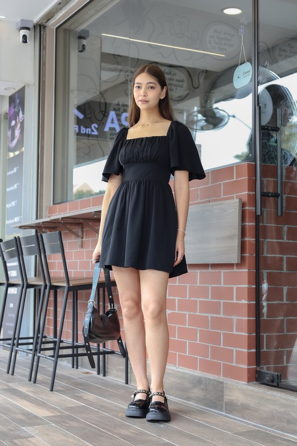 *TPZ* ZOIE FLUTTER SLEEVES DRESS IN BLACK