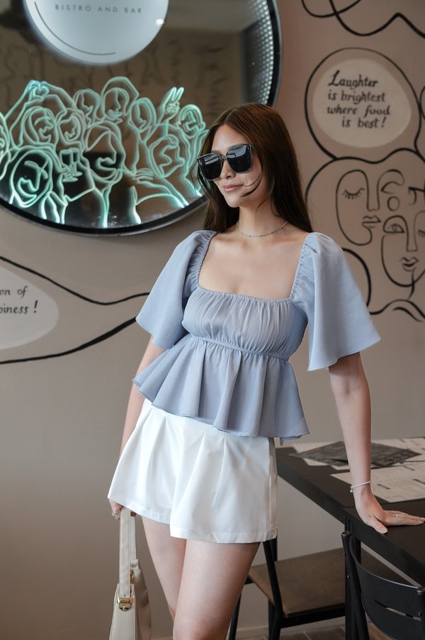 *TPZ* KYOMI FLUTTER SLEEVES TOP 2.0 IN SKY BLUE