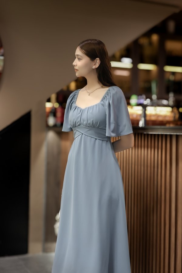 *TPZ* EMPIRE FLUTTER MAXI IN DUSTY BLUE