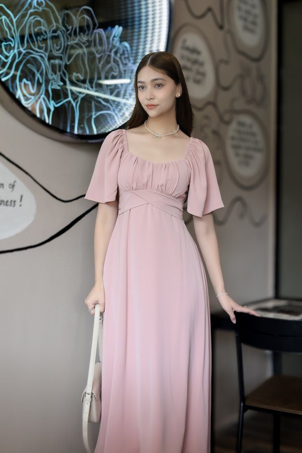 *TPZ* EMPIRE FLUTTER MAXI IN DUSTY PINK